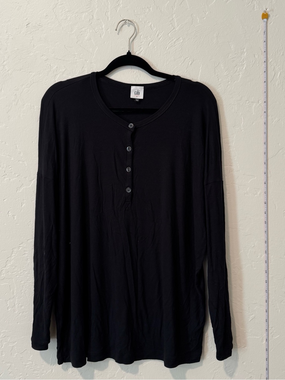 CAbi Black Long Sleeve Henley Top